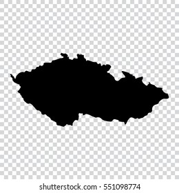 Transparent - high detailed black map of Czech Republic. Vector illustration eps 10.