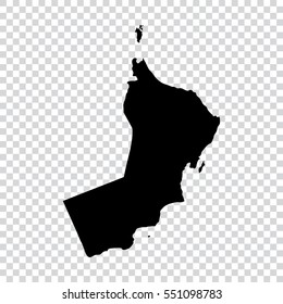 Transparent - high detailed black map of Oman. Vector illustration eps 10.