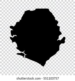 Transparent - high detailed black map of Sierra Leone. Vector illustration eps 10.