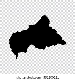 Transparent - high detailed black map of Central African Republic. Vector illustration eps 10.