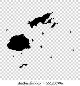 Transparent - high detailed black map of Fiji. Vector illustration eps 10.