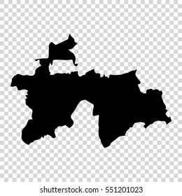 Transparent - high detailed black map of Tajikistan. Vector illustration eps 10.