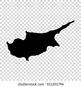 Transparent - high detailed black map of Cyprus. Vector illustration eps 10.