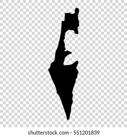 Transparent - high detailed black map of Israel. Vector illustration eps 10.