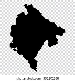 Transparent - high detailed black map of Montenegro. Vector illustration eps 10.