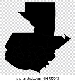 Transparent - high detailed black map of Guatemala. Vector illustration eps 10.