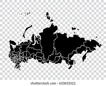 Transparent - high detailed black map of Russia. Vector illustration eps 10.