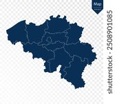 Transparent - High Detailed Blue Map of Belgium. Vector eps10.