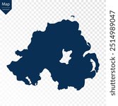 Transparent - High Detailed Blue Map of Northern Ireland. Vector eps10.