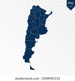 Transparent - High Detailed Blue Map of Argentina. Vector eps10.