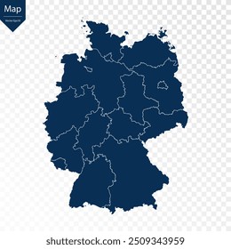 Transparente - Mapa azul detallado de Alemania. Vector eps10.