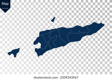 Transparent - High Detailed Blue Map of East Timor. Vector eps10.