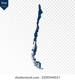 Transparent - High Detailed Blue Map of Chile. Vector eps10.