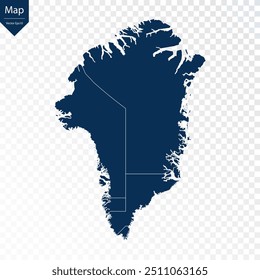 Transparent - High Detailed Blue Map of Greenland. Vector eps10.