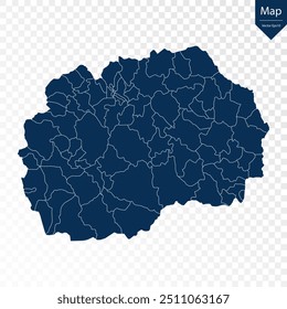 Transparente - Mapa azul alto detallado de Macedonia. Vector eps10.