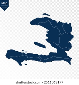 Transparente - Mapa Azul Alto Detallado de Haití. Vector eps10.
