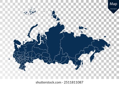 Transparent - Blaue Karte von Russland. Vektor eps10.