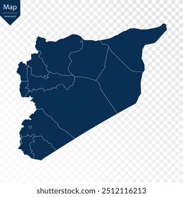 Transparente - Mapa Azul Alto Detallado de Siria. Vector eps10.