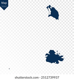 Transparent - High Detailed Blue Map of Antigua and Barbuda. Vector eps10.