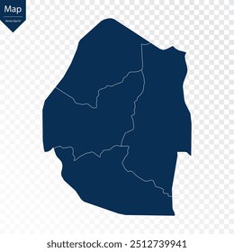 Transparent - Hohe detaillierte blaue Karte von Eswatini. Vektor eps10.