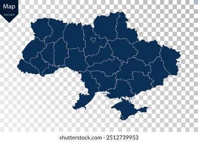 Transparent - High Detailed Blue Map of Ukraine. Vector eps10.