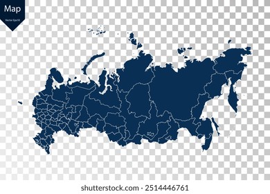 Transparente - Mapa Azul Alto Detallado de Rusia. Vector eps10.