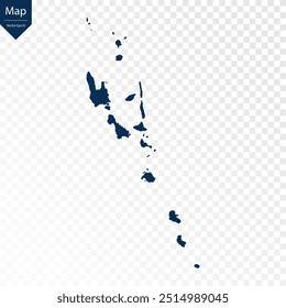 Transparente - Mapa azul alto detallado de Vanuatu. Vector eps10.