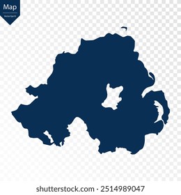 Transparent - High Detailed Blue Map of Northern Ireland. Vector eps10.