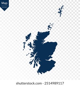 Transparent - High Detailed Blue Map of Scotland. Vector eps10.