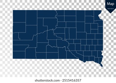 Transparente - Mapa azul alto detallado de Dakota del Sur. Vector eps10.