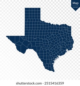 Transparente - Mapa azul alto detallado de Texas. Vector eps10.