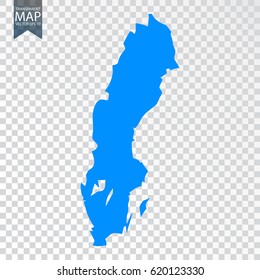 Transparent - high detailed blue map of Sweden. Vector illustration eps 10.