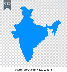 Transparent - high detailed blue map of India. Vector illustration eps 10.
