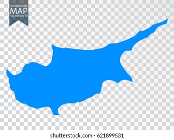 Transparent - high detailed blue map of Cyprus. Vector illustration eps 10.
