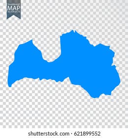 Transparent - high detailed blue map of Latvia. Vector illustration eps 10.