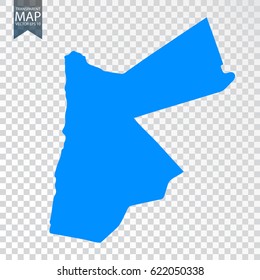 Transparent - high detailed blue map of Jordan. Vector illustration eps 10.