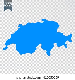 Transparent - high detailed blue map of Switzerland. Vector illustration eps 10.