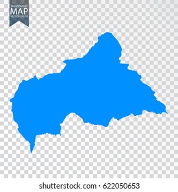Transparent - high detailed blue map of Central African Republic. Vector illustration eps 10.
