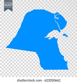 Transparent - high detailed blue map of Kuwait. Vector illustration eps 10.