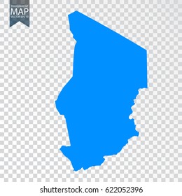 Transparent - high detailed blue map of Chad. Vector illustration eps 10.