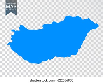 Transparent - high detailed blue map of Hungary. Vector illustration eps 10.