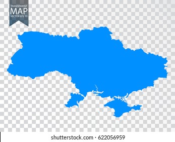 Transparent - high detailed blue map of Ukraine. Vector illustration eps 10.