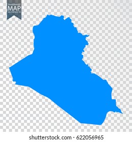 Transparent - high detailed blue map of Iraq. Vector illustration eps 10.