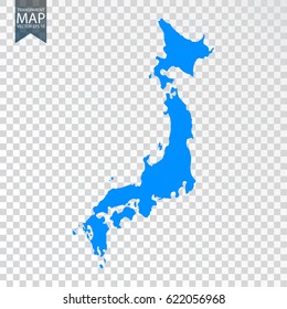 Transparent - high detailed blue map of Japan. Vector illustration eps 10.