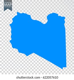Transparent - high detailed blue map of Libya. Vector illustration eps 10.