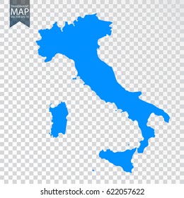 Transparent - high detailed blue map of Italy. Vector illustration eps 10.