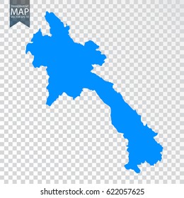 Transparent - high detailed blue map of Laos. Vector illustration eps 10.