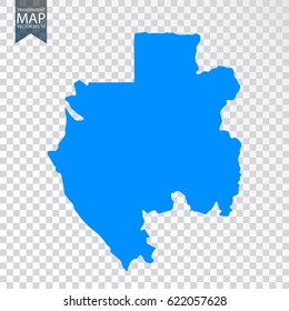 Transparent - high detailed blue map of Gabon. Vector illustration eps 10.