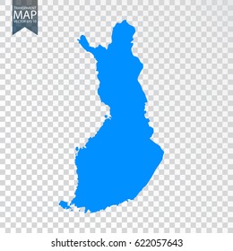 Transparent - high detailed blue map of Finland. Vector illustration eps 10.