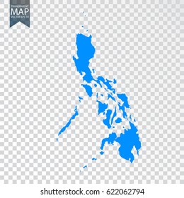 Transparent - high detailed blue map of Philippines. Vector illustration eps 10.
